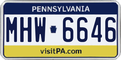 PA license plate MHW6646
