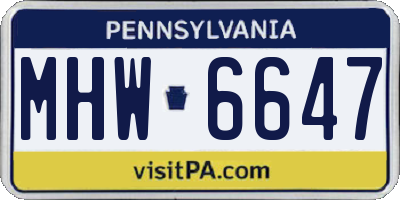 PA license plate MHW6647