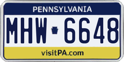 PA license plate MHW6648