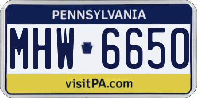 PA license plate MHW6650