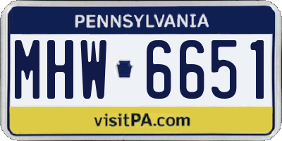 PA license plate MHW6651