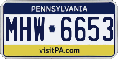 PA license plate MHW6653