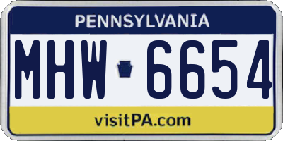 PA license plate MHW6654