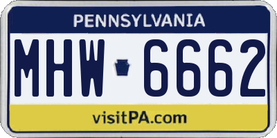 PA license plate MHW6662