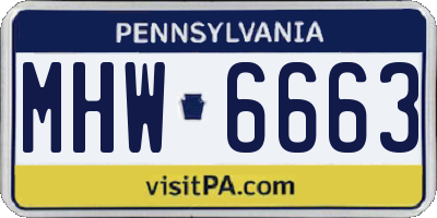 PA license plate MHW6663