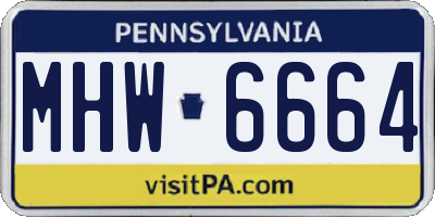 PA license plate MHW6664