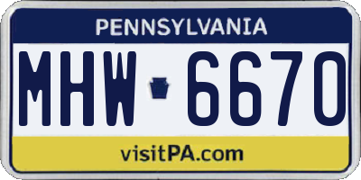 PA license plate MHW6670