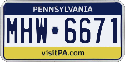 PA license plate MHW6671