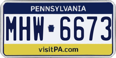 PA license plate MHW6673
