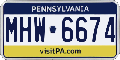 PA license plate MHW6674