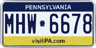 PA license plate MHW6678