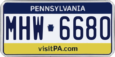 PA license plate MHW6680