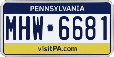 PA license plate MHW6681