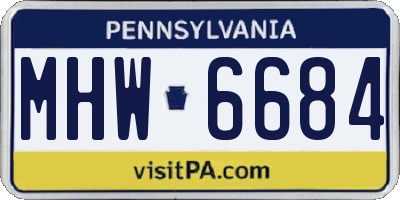 PA license plate MHW6684
