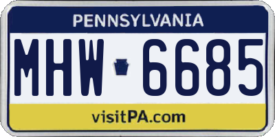 PA license plate MHW6685