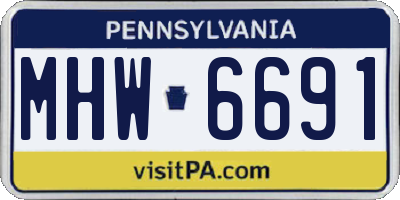 PA license plate MHW6691