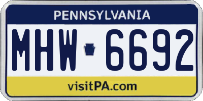 PA license plate MHW6692