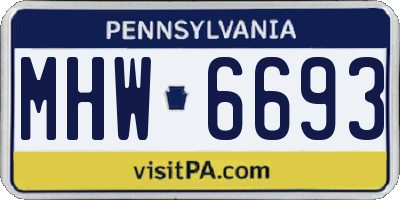PA license plate MHW6693