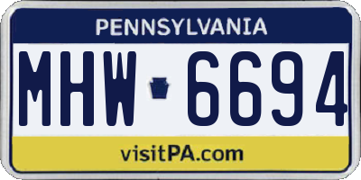 PA license plate MHW6694