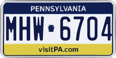 PA license plate MHW6704