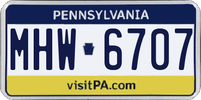 PA license plate MHW6707