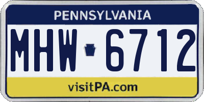 PA license plate MHW6712