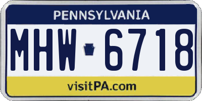 PA license plate MHW6718