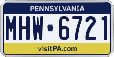 PA license plate MHW6721
