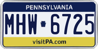 PA license plate MHW6725