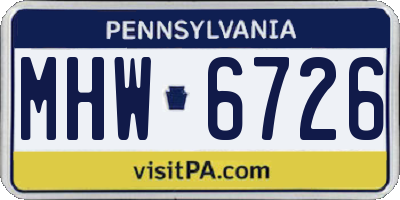 PA license plate MHW6726