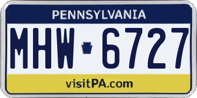 PA license plate MHW6727