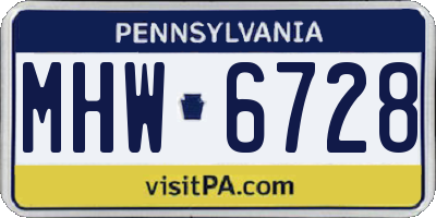 PA license plate MHW6728