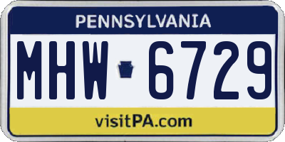 PA license plate MHW6729