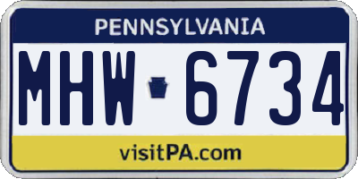 PA license plate MHW6734