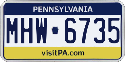 PA license plate MHW6735