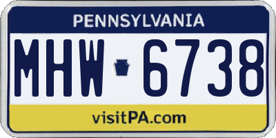 PA license plate MHW6738