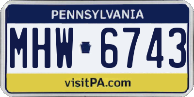 PA license plate MHW6743