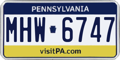 PA license plate MHW6747