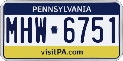PA license plate MHW6751