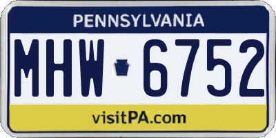 PA license plate MHW6752