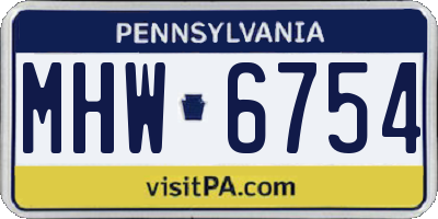 PA license plate MHW6754