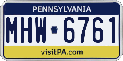 PA license plate MHW6761