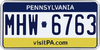 PA license plate MHW6763