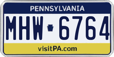 PA license plate MHW6764