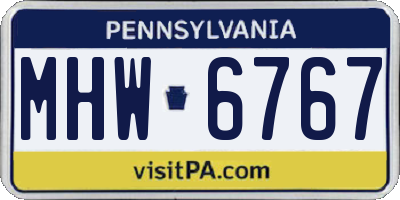 PA license plate MHW6767