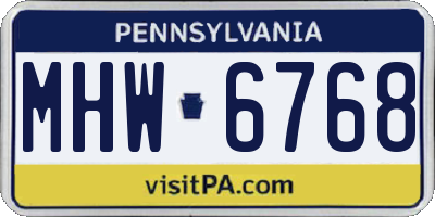 PA license plate MHW6768