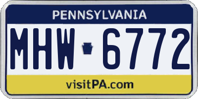 PA license plate MHW6772