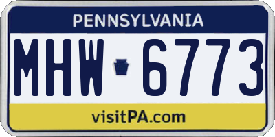 PA license plate MHW6773