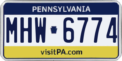 PA license plate MHW6774