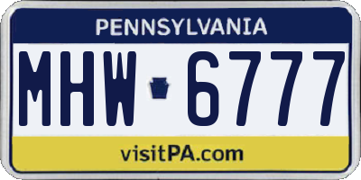 PA license plate MHW6777